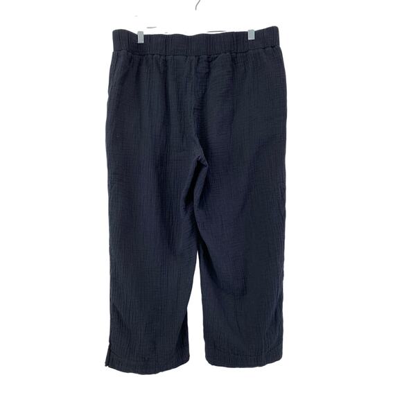 LOGO by Lori Goldstein Beach to Street Cotton Gauze Crop Ankle Pants Sz LP Black - Picture 6 of 9